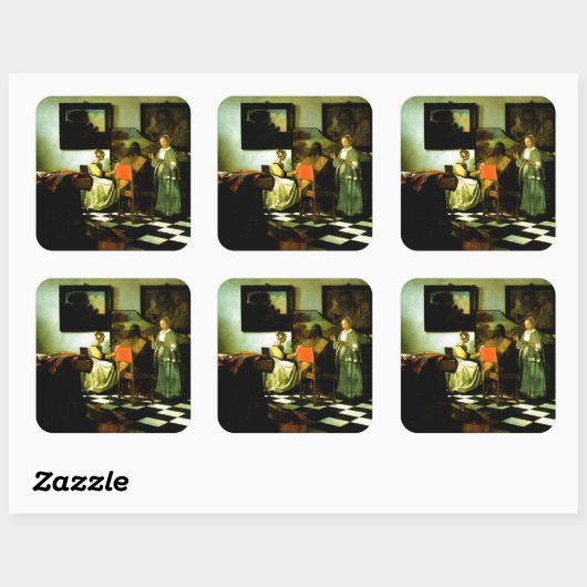 Vermeer: Das Konzert, Quadratischer Aufkleber (Blatt)