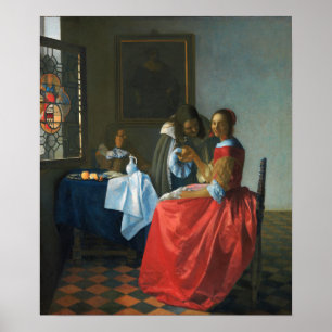 Vermeer - Das Mädchen mit Weinglas 1662 Poster