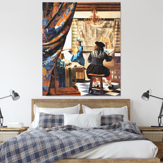 Vermeer - Die Kunst des Malens Leinwanddruck (Insitu (Schlafzimmer))