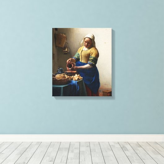 Vermeer Die Milchmädchen-Leinwand Leinwanddruck (Insitu (Holzboden))