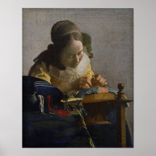 Vermeer - Die Spitzenklöpplerin 1671 Poster