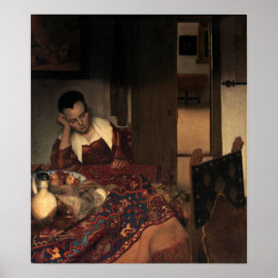 Vermeer - Ein Zimmermädchen schlafend 1657 Poster