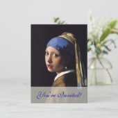 Vermeer Girl Pearl Earring Masterpiece Malerei Einladung (Stehend Vorderseite)