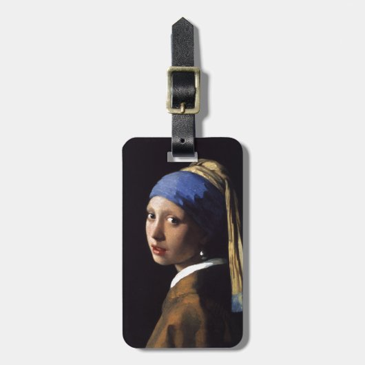 Vermeer Girl Pearl Earring Masterpiece Malerei Gepäckanhänger (Vorderseite vertikal)