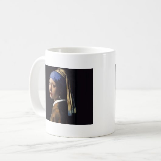 Vermeer Girl Pearl Earring Masterpiece Malerei Kaffeetasse (Vorderseite Links)