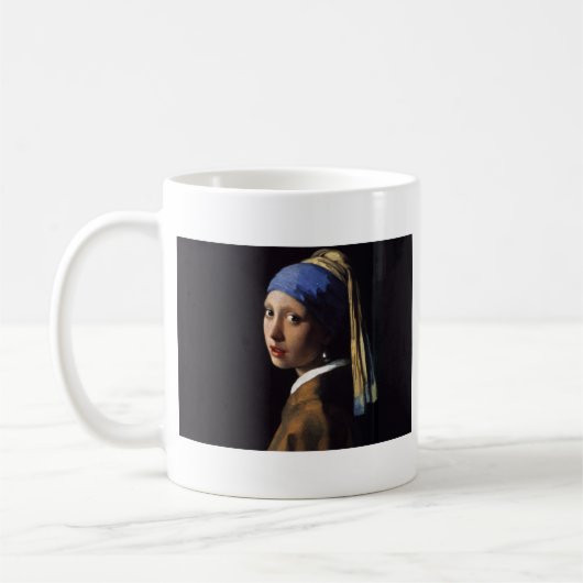 Vermeer Girl Pearl Earring Masterpiece Malerei Kaffeetasse (Links)