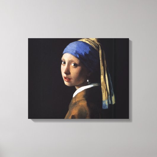 Vermeer Girl Pearl Earring Masterpiece Malerei Leinwanddruck (Vorderseite)