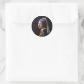 Vermeer Girl Pearl Earring Masterpiece Malerei Runder Aufkleber (Tasche)