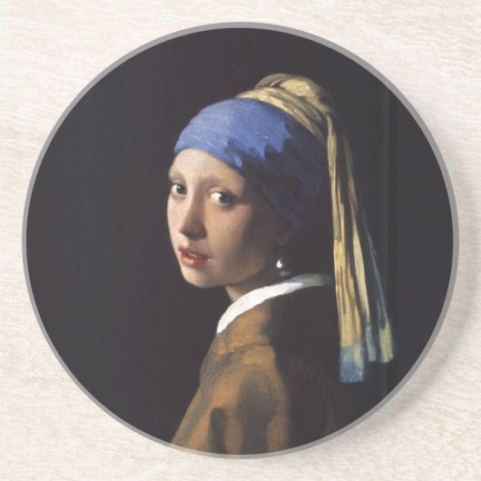 Vermeer Girl Pearl Earring Masterpiece Malerei Sandstein Untersetzer (Vorne)