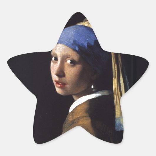 Vermeer Girl Pearl Earring Masterpiece Malerei Stern-Aufkleber (Vorderseite)