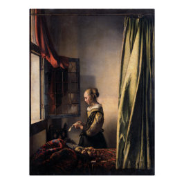 Vermeer Girl Reading Letter at Open Window Glossy Poster