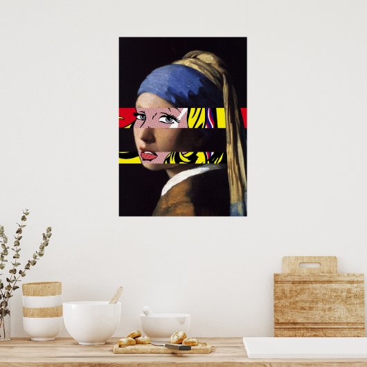 Vermeer Girl with Pearl Earring meets Roy Lichte Poster (Küche)
