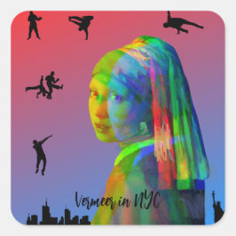 Vermeer in NYC Quadratischer Aufkleber