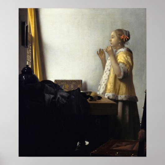 Vermeer - Junge Frau mit Perlenklee 1665 Poster (Vorne)