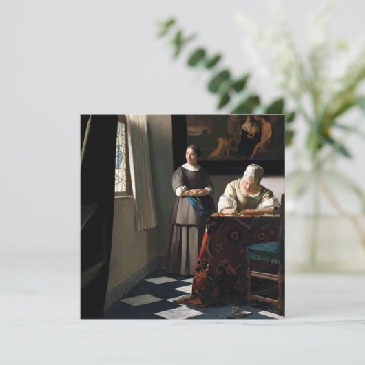 Vermeer - Lady schreibt einen Brief mit ihrer Freu Einladung (Stehend Vorderseite)