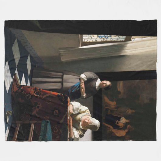 Vermeer - Lady schreibt einen Brief mit ihrer Freu Fleecedecke (Vorderseite (Horizontal))