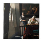 Vermeer - Lady schreibt einen Brief mit ihrer Freu Fliese (Vorderseite)