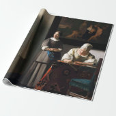 Vermeer - Lady schreibt einen Brief mit ihrer Freu Geschenkpapier (Ungerollt)