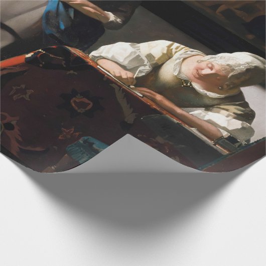 Vermeer - Lady schreibt einen Brief mit ihrer Freu Geschenkpapier (Ecke)