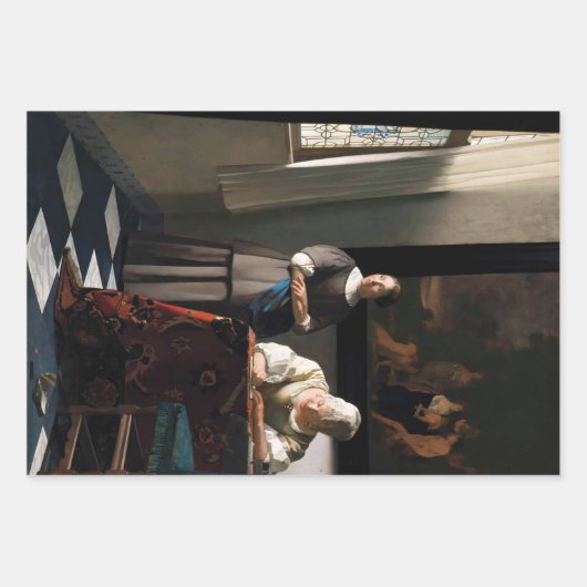 Vermeer - Lady schreibt einen Brief mit ihrer Freu Geschenkpapier Set (Vorderseite 3)