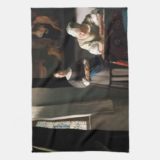 Vermeer - Lady schreibt einen Brief mit ihrer Freu Geschirrtuch (Vertikal)