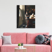 Vermeer - Lady schreibt einen Brief mit ihrer Freu Leinwanddruck (Insitu (Wohnzimmer))