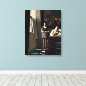 Vermeer - Lady schreibt einen Brief mit ihrer Freu Leinwanddruck (Insitu (Holzboden))