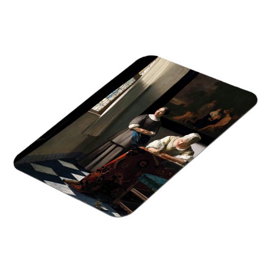 Vermeer - Lady schreibt einen Brief mit ihrer Freu Magnet (Linke Seite)