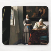 Vermeer - Lady schreibt einen Brief mit ihrer Freu Mousepad (Vorne)