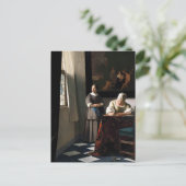 Vermeer - Lady schreibt einen Brief mit ihrer Freu Postkarte (Stehend Vorderseite)