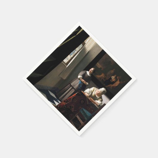 Vermeer - Lady schreibt einen Brief mit ihrer Freu Serviette (Ecke)