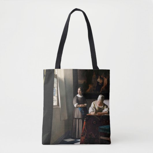 Vermeer - Lady schreibt einen Brief mit ihrer Freu Tasche (Vorderseite)