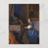 Vermeer - Lady Sitzt in einer jungfräulichen Kunst Postkarte (Vorderseite)