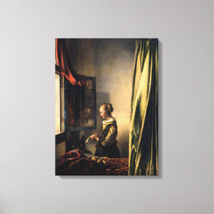 Vermeer - Mädchen beim Lesen eines Briefes am offe Leinwanddruck