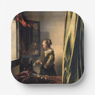 Vermeer - Mädchen beim Lesen eines Briefes am offe Pappteller