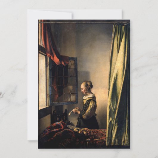 Vermeer - Mädchen, die einen Buchstaben in einem o Einladung (Vorderseite)