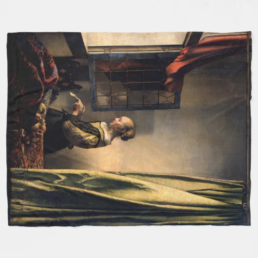 Vermeer - Mädchen, die einen Buchstaben in einem o Fleecedecke (Vorderseite (Horizontal))