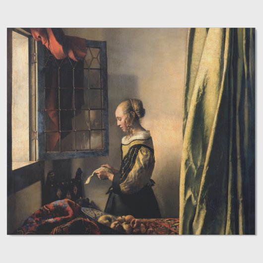 Vermeer - Mädchen, die einen Buchstaben in einem o Geschenkpapier (Flach)