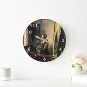 Vermeer - Mädchen, die einen Buchstaben in einem o Große Wanduhr (Zuhause)