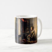 Vermeer - Mädchen, die einen Buchstaben in einem o Kaffeetasse (VorderseiteRechts)