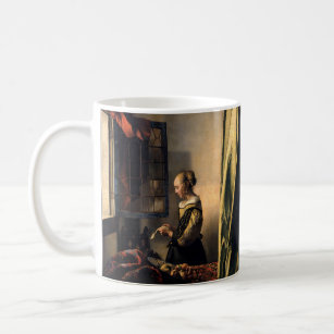 Vermeer - Mädchen, die einen Buchstaben in einem o Kaffeetasse