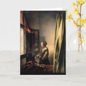 Vermeer - Mädchen, die einen Buchstaben in einem o Karte (Gelbe Blume)
