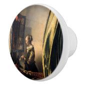 Vermeer - Mädchen, die einen Buchstaben in einem o Keramikknauf (Rechts)