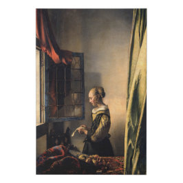 Vermeer - Mädchen, die einen Buchstaben in einem o Künstlicher Leinwanddruck