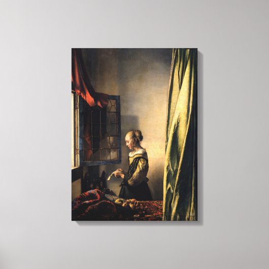Vermeer - Mädchen, die einen Buchstaben in einem o Leinwanddruck (Vorderseite)