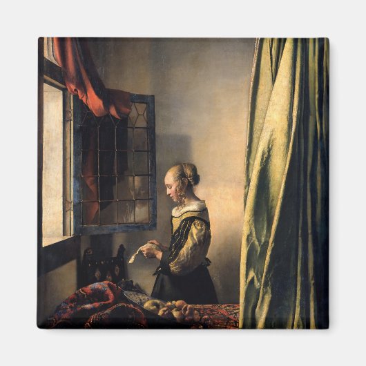 Vermeer - Mädchen, die einen Buchstaben in einem o Magnet (Vorne)