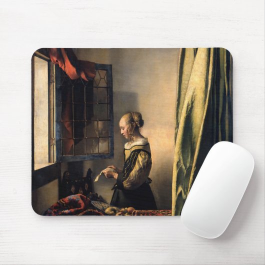 Vermeer - Mädchen, die einen Buchstaben in einem o Mousepad (Mit Mouse)