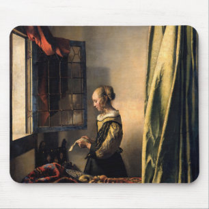 Vermeer - Mädchen, die einen Buchstaben in einem o Mousepad
