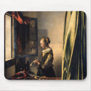 Vermeer - Mädchen, die einen Buchstaben in einem o Mousepad