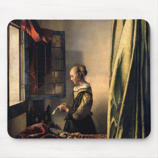 Vermeer - Mädchen, die einen Buchstaben in einem o Mousepad (Vorne)